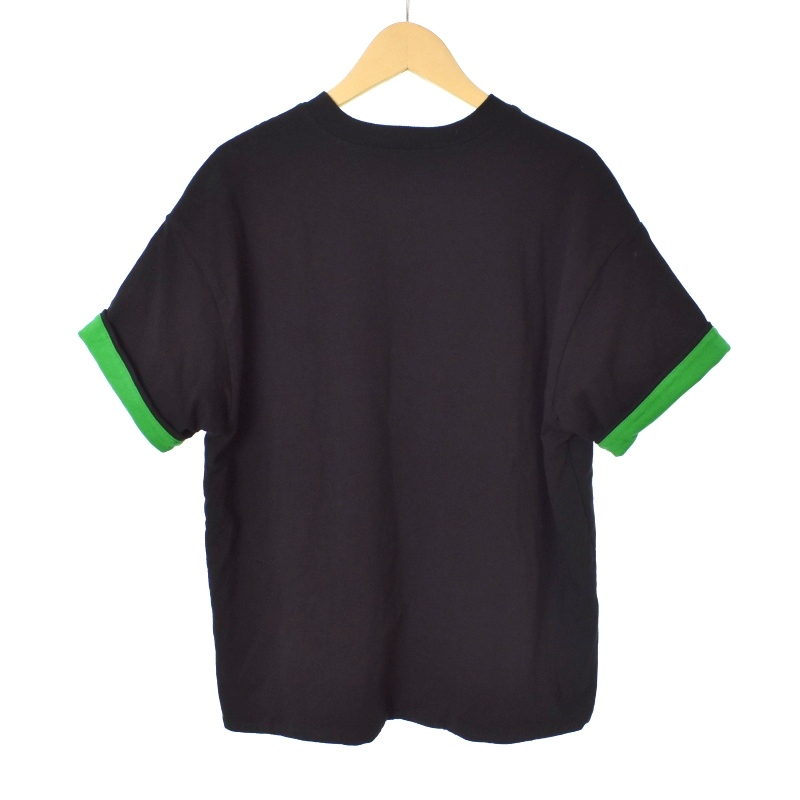 ボッテガヴェネタ BOTTEGA VENETA BLACK TWO-LAYERED T-SHIRT レイヤード Tシャツ カットソー 半袖 クルーネック XS 黒 ブラック 702429 メ_画像2