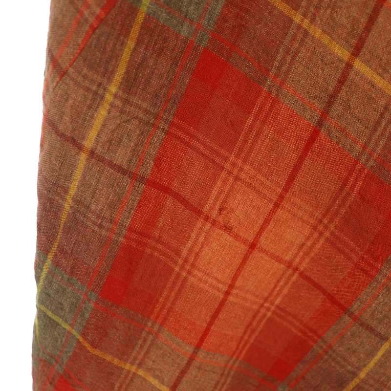  Scapa SCAPA check long skirt flair linen38 red gray yellow color /NR #OS lady's 
