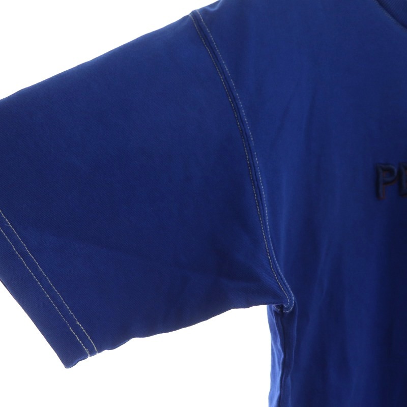 ジョンブル JOHNBULL Tシャツ カットソー 半袖 ロゴ刺繍 M 青 紺 茶色 /DO ■OS メンズ_画像6