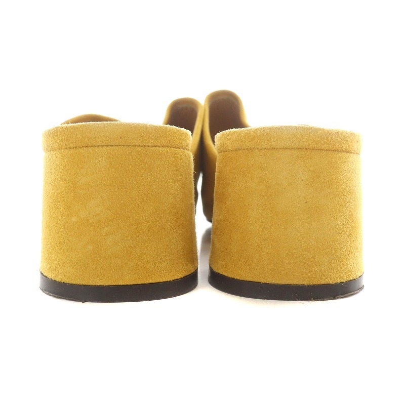  mites elatamDaniella Tam tea n key heel mules sandals heel open tu suede 35 22.5cm yellow color yellow 