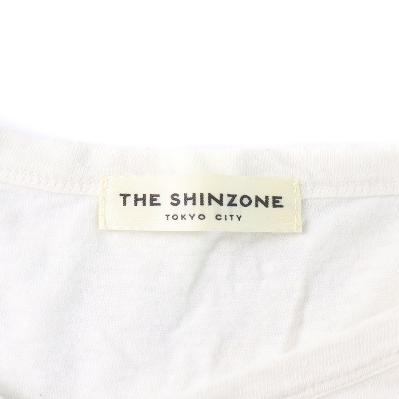 シンゾーン Shinzone Tシャツ カットソー 半袖 麻 リネン混 F 白 ホワイト /KU レディース_画像4