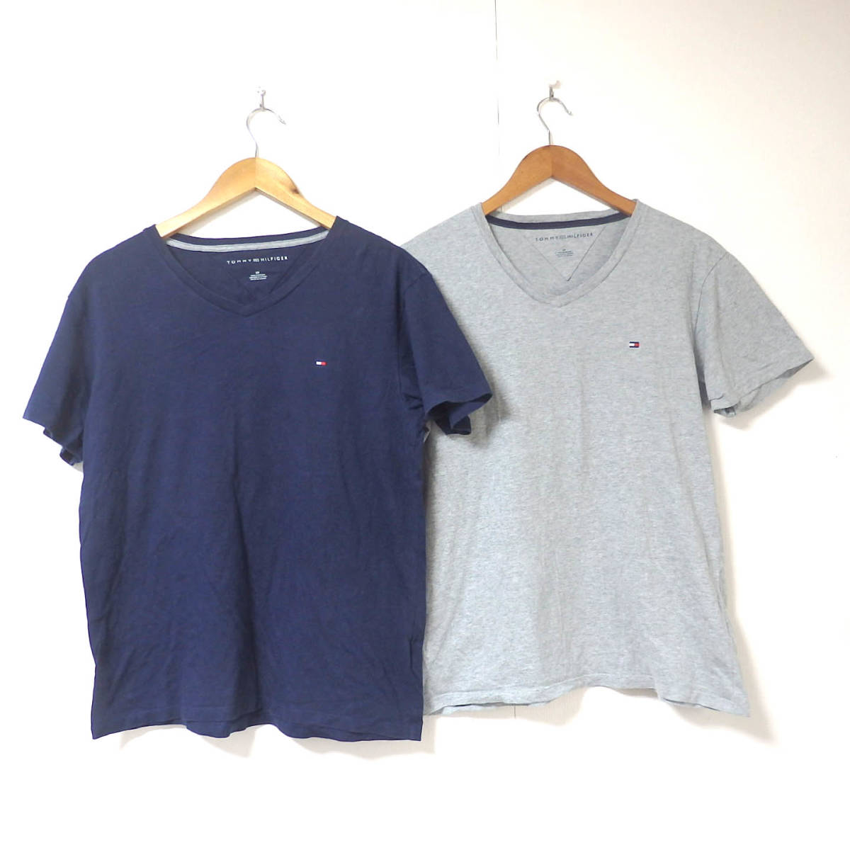 トミーヒルフィガーTシャツ２枚セット/紺 グレー ワンポイント Sサイズ