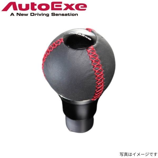 オートエグゼ シフトノブ プレマシー CW系 マツダ レッドステッチ 本革 球形状 AutoExe A1342-03_画像1