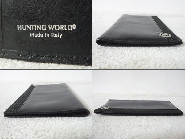 ハンティングワールド　HUNTING WORLD　レザー　キャンバス　ブラック　黒　長財布　札入れ　ロングウォレット　メンズ　訳あり_画像3