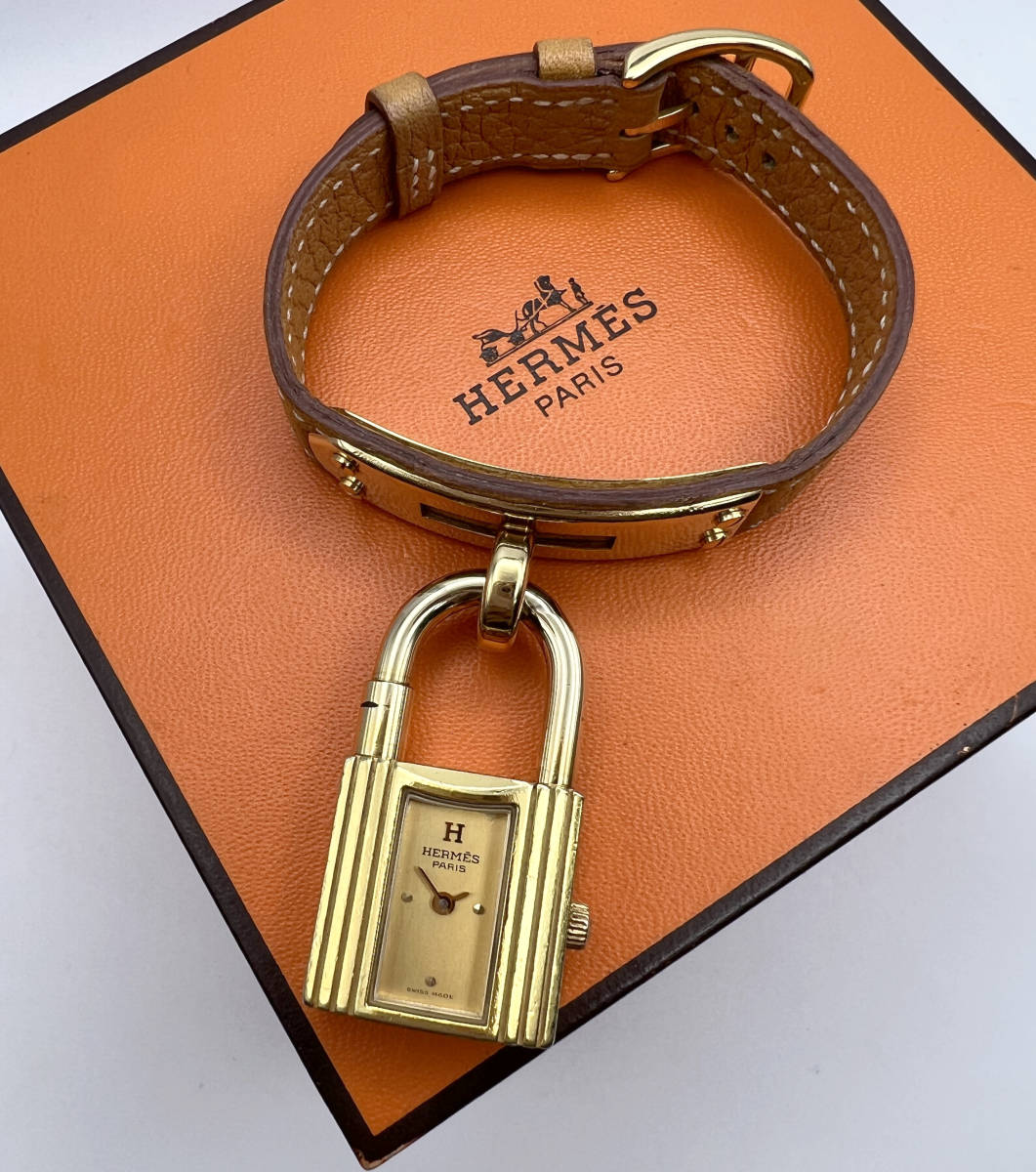 保証書付HERMES KELLY エルメス ケリーウォッチゴールド金具ゴールド革-