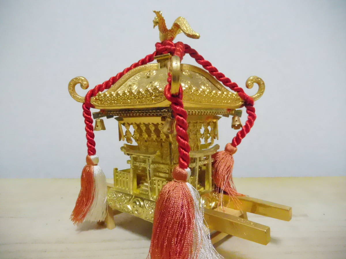 Y95-351W 置物 神輿 金属製 24KGP 白山神社記念品 中古 (和風 Y95-351W 置物 神輿 金属製 24KGP 白山神社記念品 中古 (和風