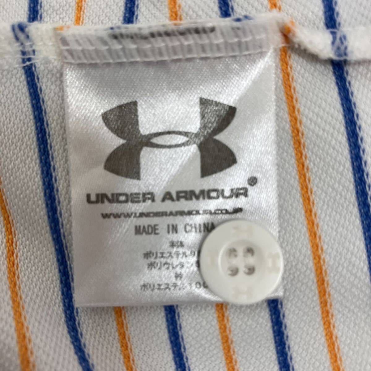 大きいサイズ UNDER ARMOUR アンダーアーマー 半袖 ポロシャツ メンズ L 白 ホワイト ボーダー カジュアル スポーツ ゴルフ golf ウェア_画像9