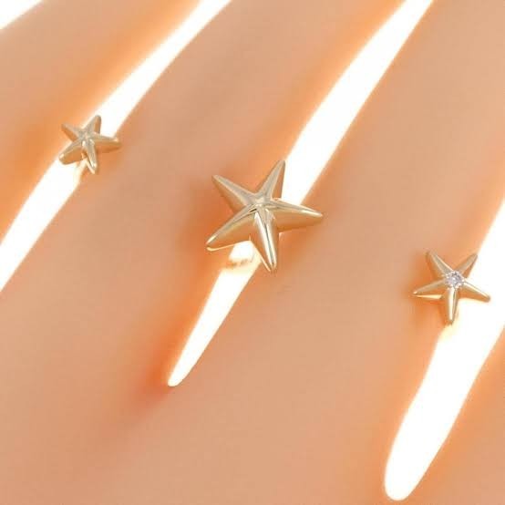 STAR JEWELRY スタージュエリー 星が浮いているように見える ダブルフィンガーリング 2本指 ツーフィンガーリング 指輪 ダイヤ K10 0.01