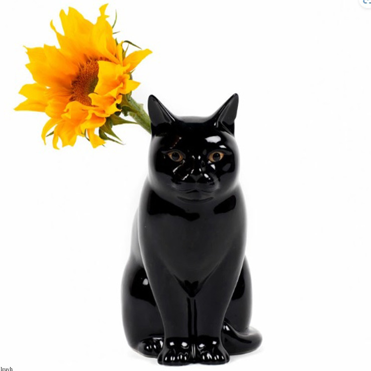 エレガントな黒猫 花瓶 ネコ エレガント フラワーベース おしゃれ リアル 置物 インテリア 雑貨 オブジェ 陶器 可愛い 北欧 プレゼント_画像1