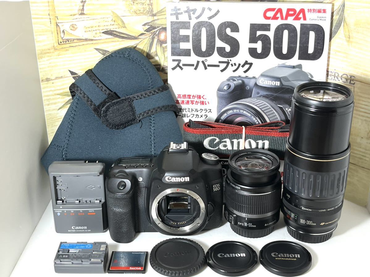 公式サイト EOS Canon キャノン 美品 50D 綺麗な中級機をお探しの方おすすめ 標準レンズ&300mm超望レンズセット IS 手ぶれ補正 Wレンズ キヤノン