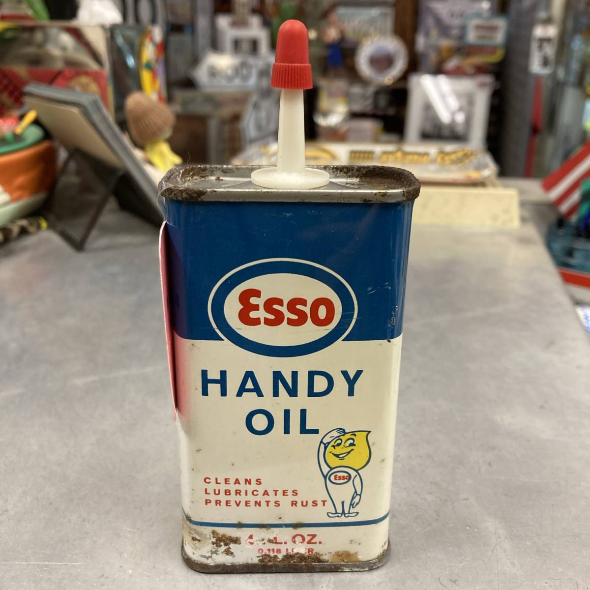 ヴィンテージ★60ｓ　ＥＳＳＯ　ＨＡＮＤＹ　ＯＩＬ　缶★エッソ、エッソボーイ、オイル缶、レトロ、企業物、ガレージ、車