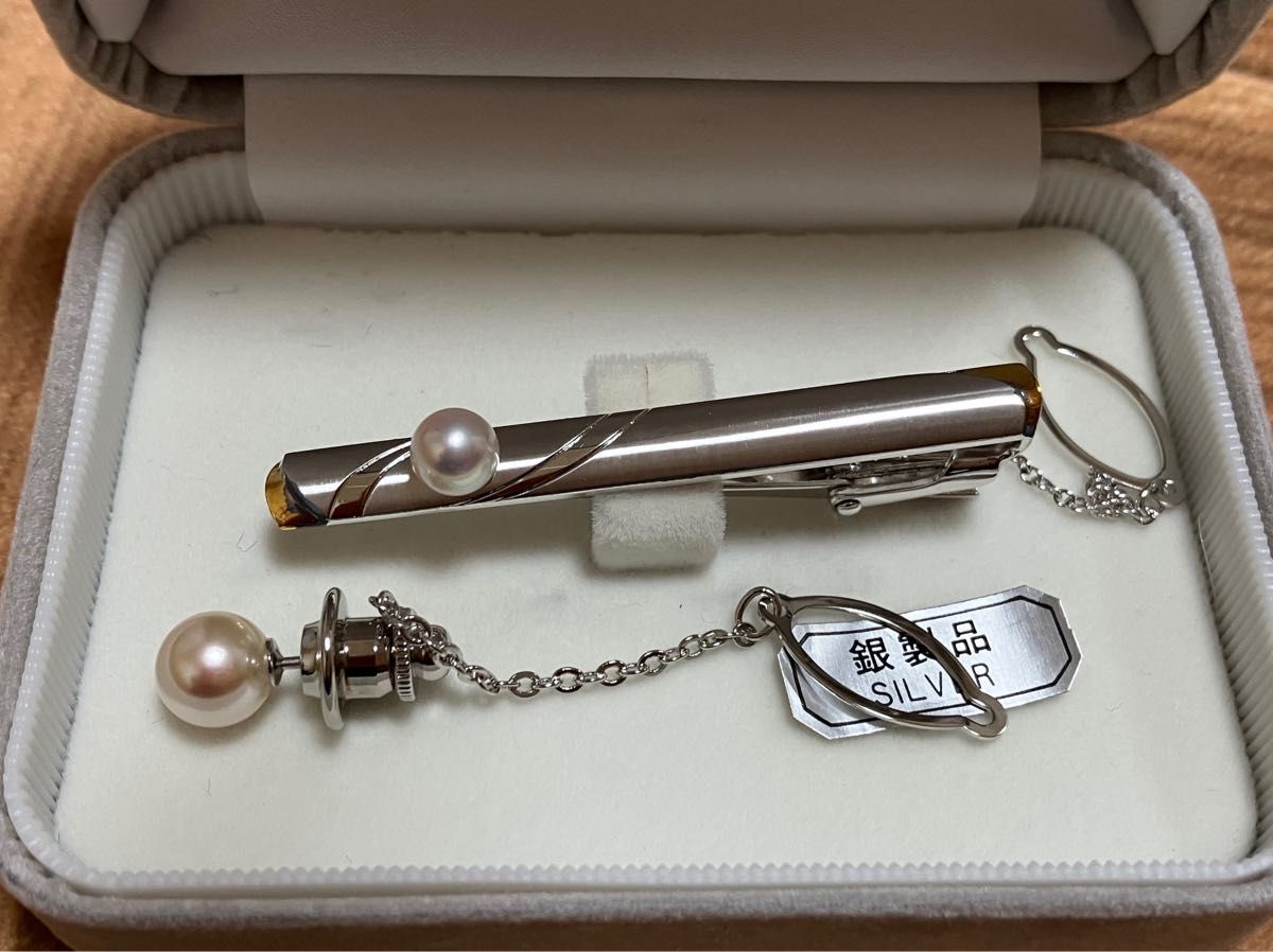 タイピン ネクタイピン メンズアクセサリー シルバー　銀製品　真珠　パール