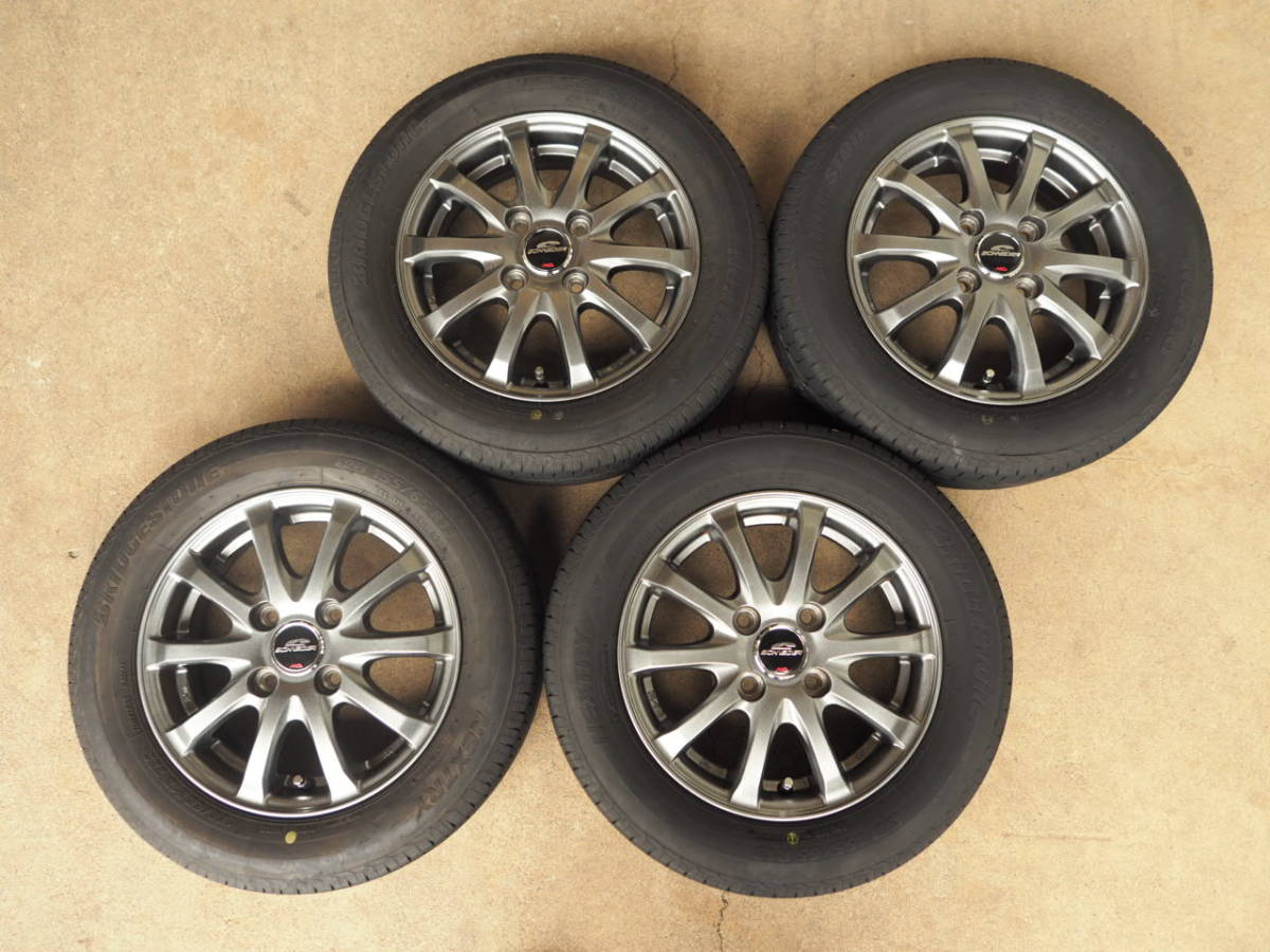 L838 送料無料アルミ4Jx13 +42 PCD100 4穴155/65R13 4本9分山ekワゴン