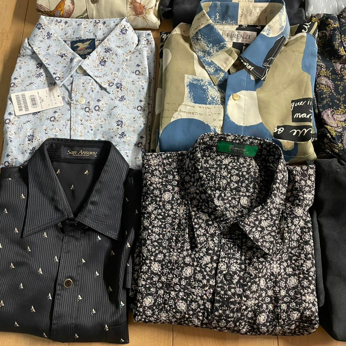 メンズ 総柄 レトロ ペイズリー バティック 柄シャツ まとめ売り セット 長袖ポロシャツ アメリカ オススメ 古着 古着卸