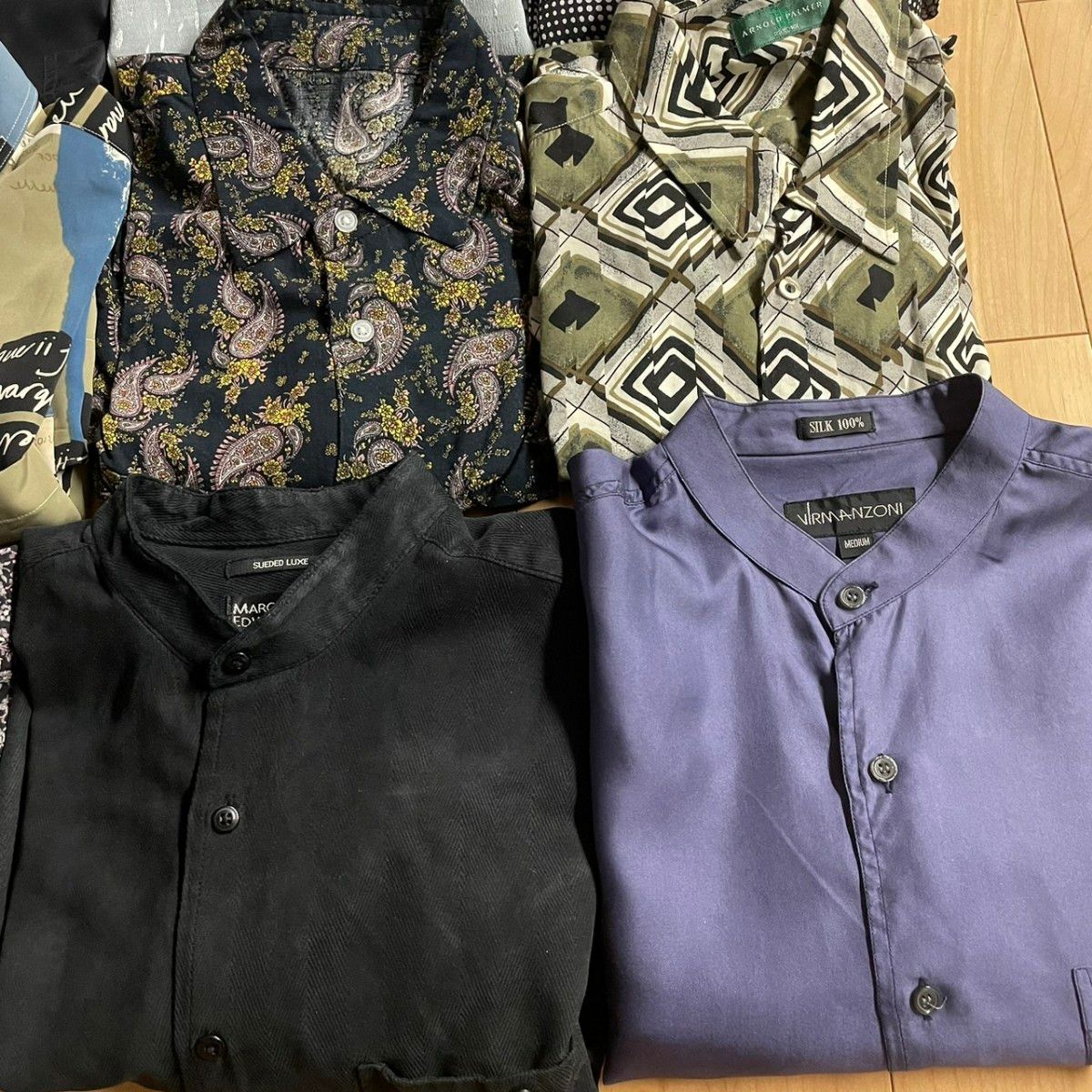 メンズ 総柄 レトロ ペイズリー バティック 柄シャツ まとめ売り セット 長袖ポロシャツ アメリカ オススメ 古着 古着卸