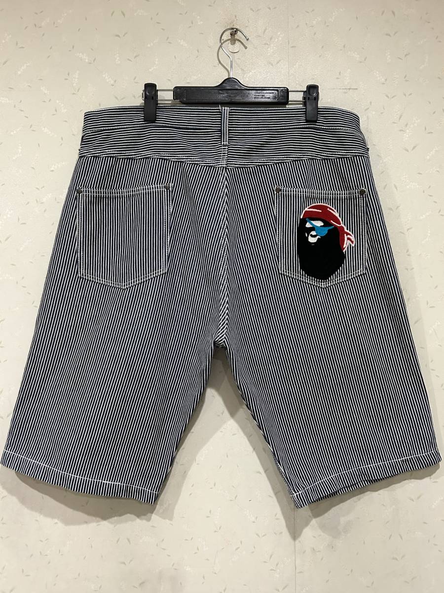 * A Bathing Ape A BATHING APE PIRATE Pirates Gorilla вышивка половина Short Denim брюки Hickory большой размер XL BJBC.H