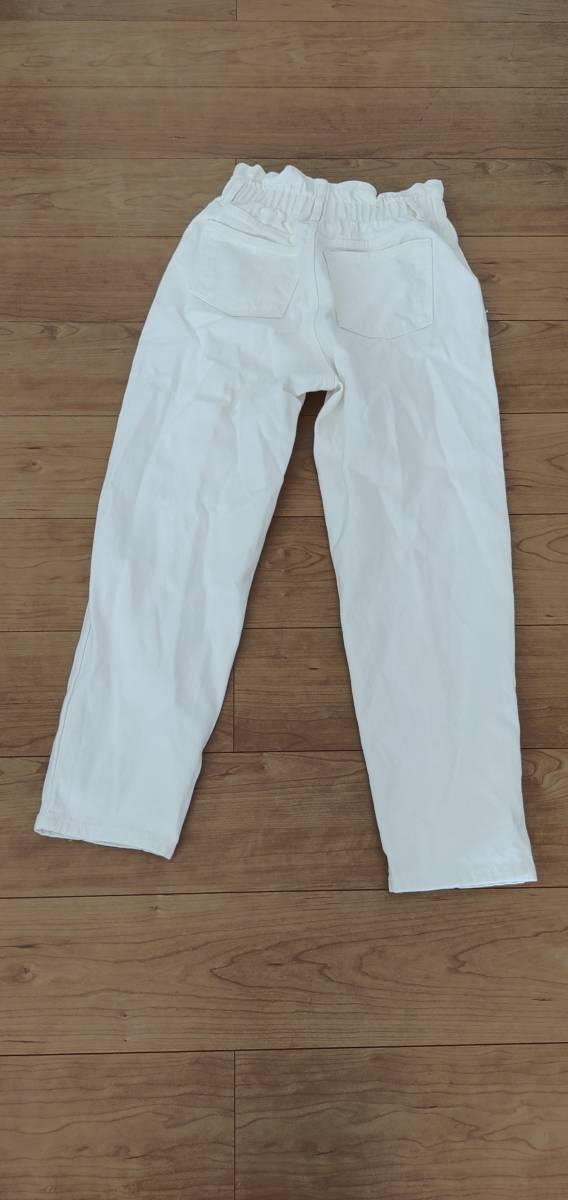 ハイウエスト　デザイン　美スタイル　ホワイトデニム風　テーパード調　パンツ　M ホワイト　白_画像3