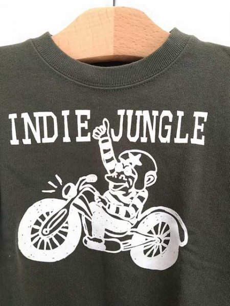 ap5007 ○送料無料 新品 INDIE JUNGLE インディージャングル キッズ トレーナー サイズ100cm チャコール 長袖 サル バイク_画像3