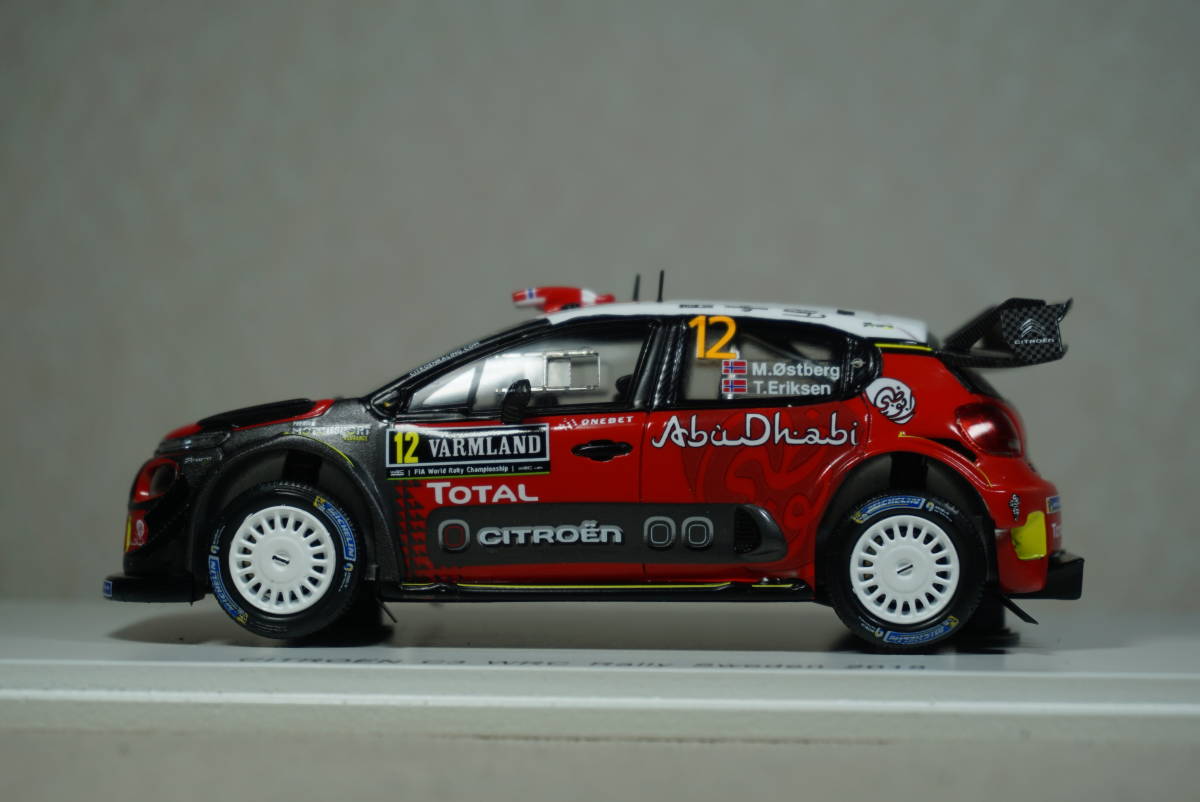 1/43 オストベルグ スウェーデン spark Citroen C3 WRC #12 Ostberg 2018 WRC Rally Sweden シトロエン Citron トタル アブダビ_画像3