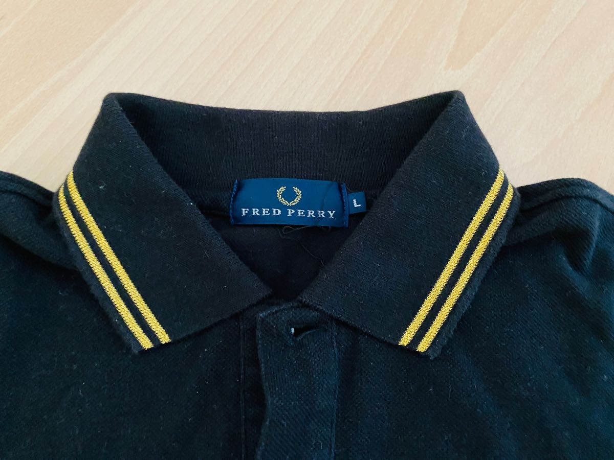 FRED PERRY フレッドペリー ポロシャツ 黒×金 L 半袖 ブラック ポロ