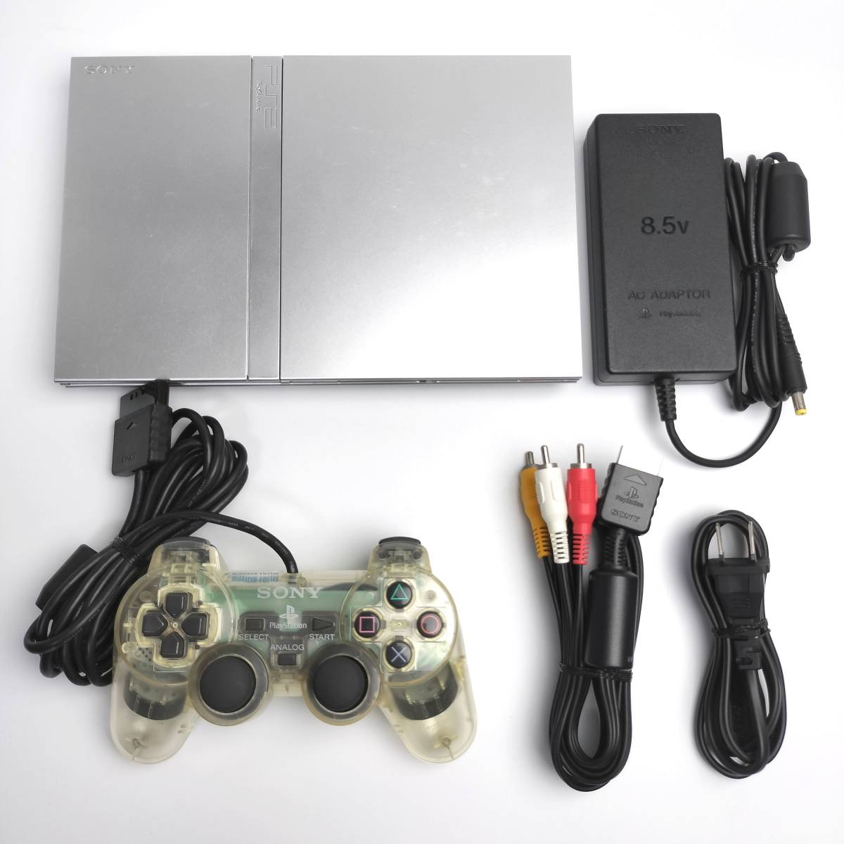 ★薄型★ 動作確認済み SCPH-75000 サテンシルバー PS1PS2読み込みOK PS2 本体セット プレステ2 PlayStation2  SCPH 75000 SS