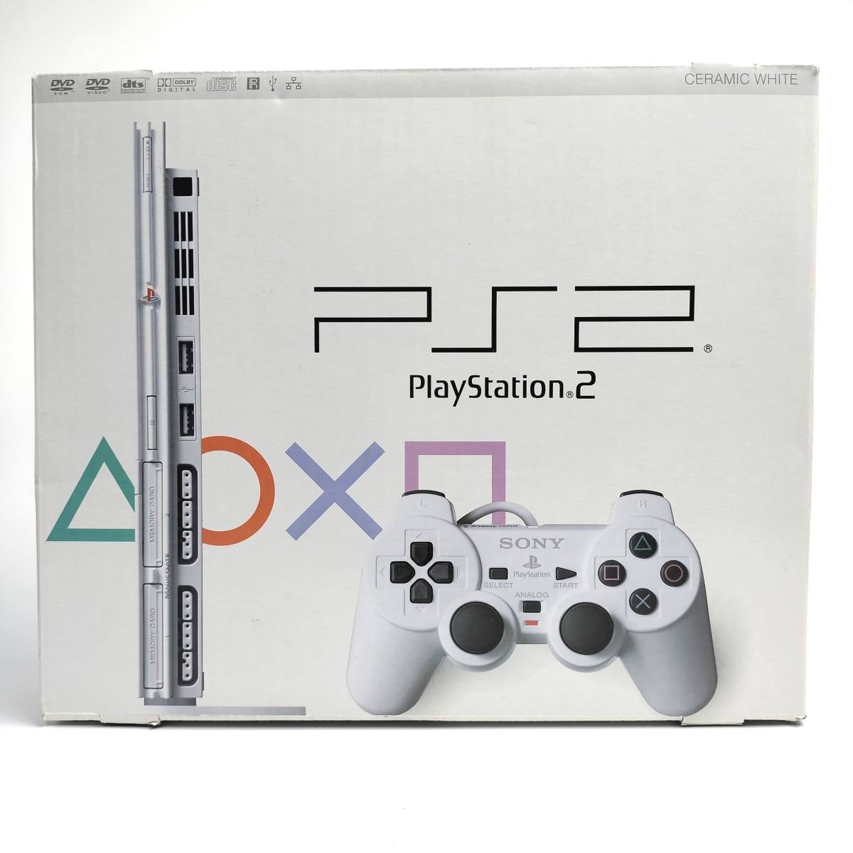 ★薄型★ 希少型番 SCPH-77000 セラミックホワイト 箱説明書つき PS1PS2読み込みOK PS2 本体セット プレステ2  PlayStation2 SCPH 77000 CW