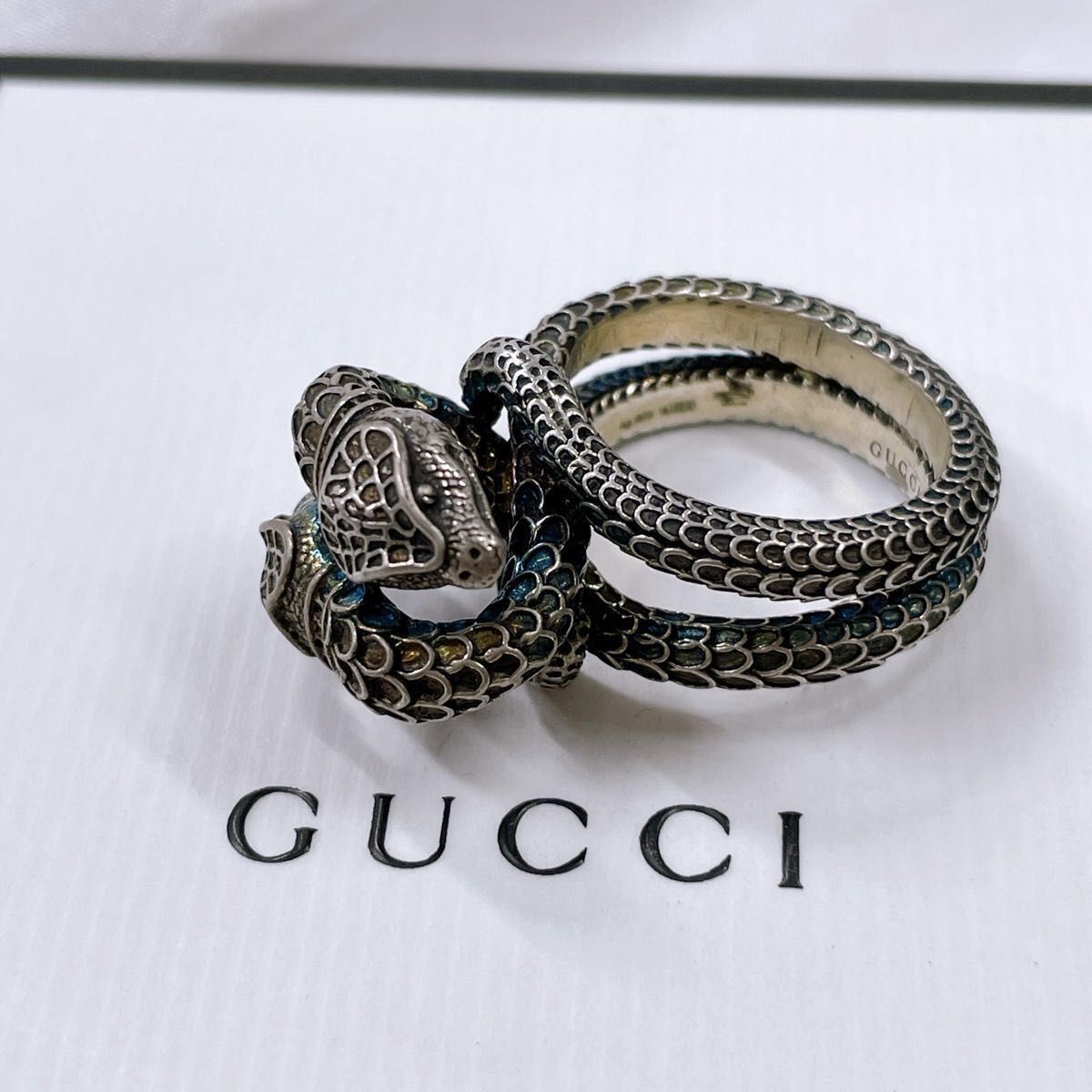 独創的 GUCCI スネーク リング 20号 グッチ ダブルG リング