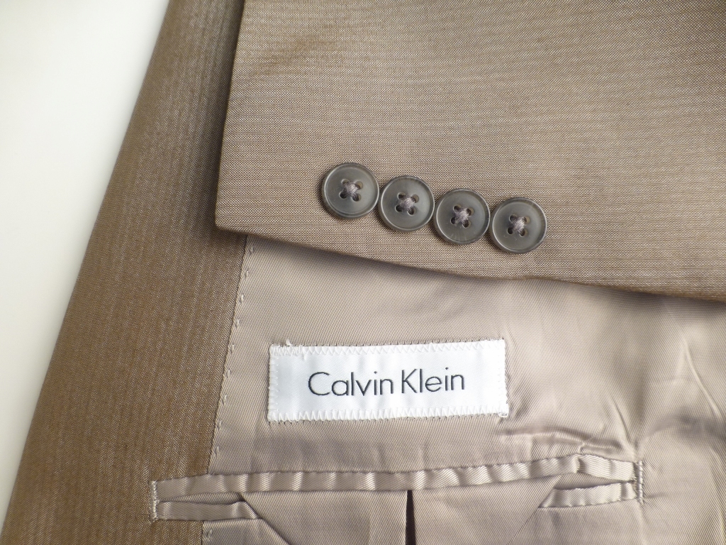 ◆CALVIN KLEIN CK スーツ 40S 美品 シャンパンゴールド シャドーストライプ カルバンクライン_画像3