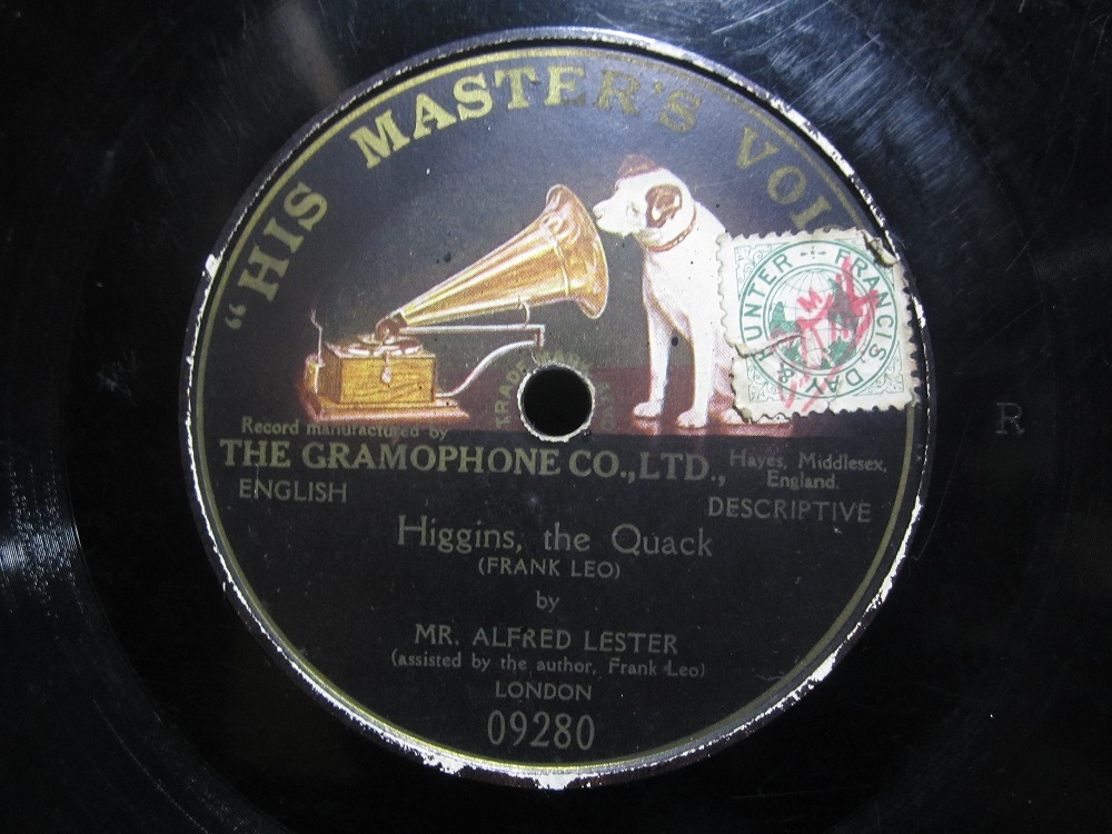 ★☆SP盤レコード 片面盤 Higgins, the Quack (FRANK LEO) MR.ALFRED LESTER アルフレッド・レスター 中古品☆★[5809]