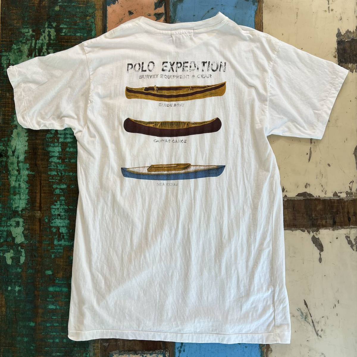 90's レア POLO KAYAK EXPEDITION Ralph Lauren Tee Shirt Made In Usa tシャツ ビンテージ サイズL ポケT