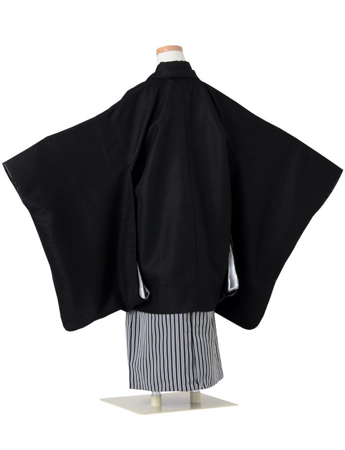 * kimono Town * The Seven-Five-Three Festival kimono man . -years old 13 point full set feather woven hakama set plain black black totalset-00018