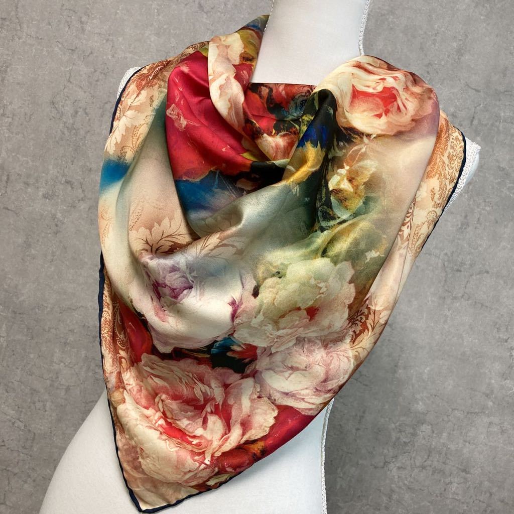  beautiful goods large size scarf rose pattern scarf square Turkey made colorful rose rose fine quality on goods hand .. beautiful design 