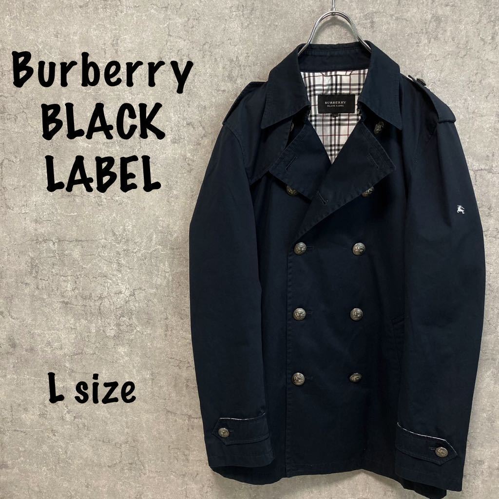 Burberry バーバリー　スプリングコート　ネイビー　トレンチコート　レディース　メンズ　Lサイズ　ユニセックスで　袖に刺繍ロゴ