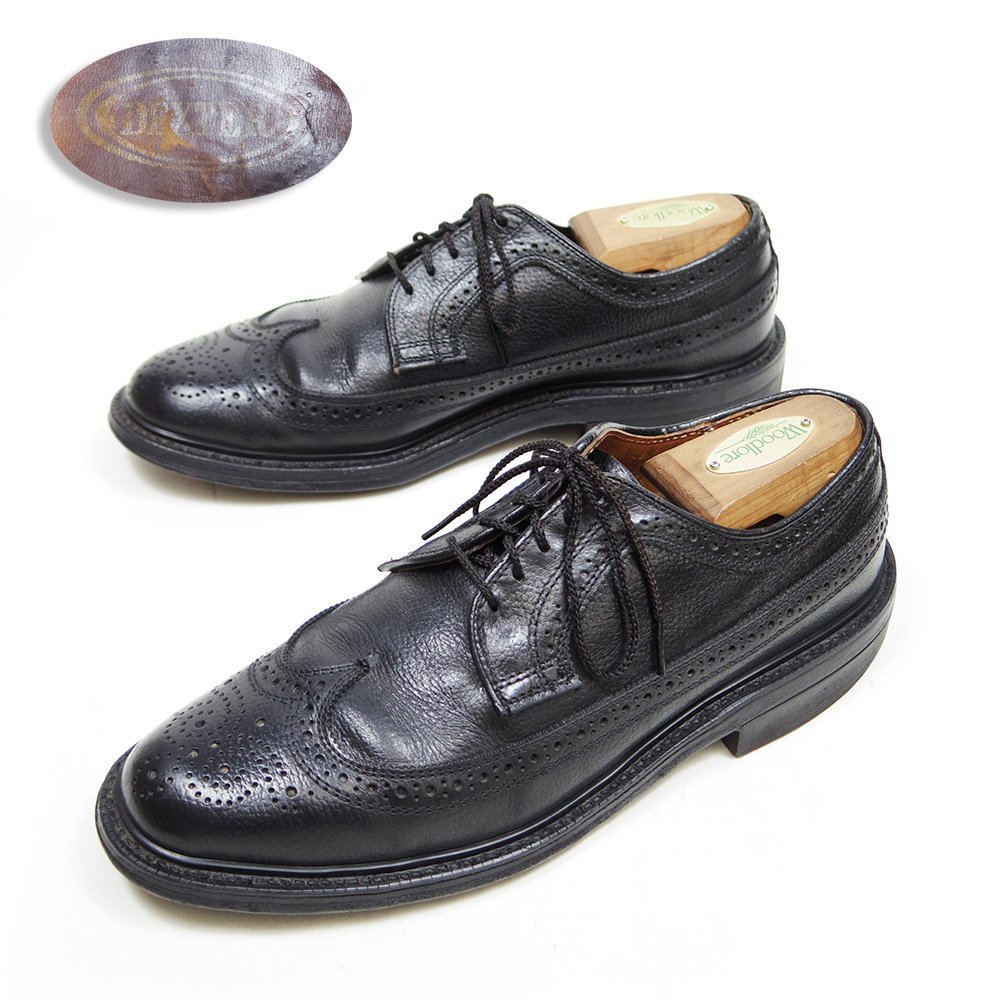 60‐70s　USA製　25.5cm相当　Dexter　デクスター　ロングウィングチップ　フルブローグ　ドレスシューズ　革靴　ブラック　黒　/U8693_画像1