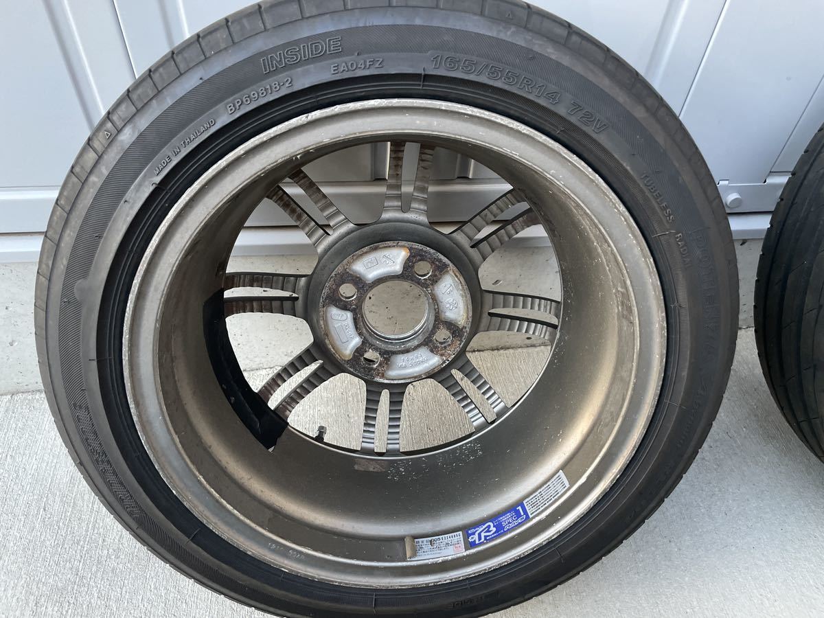 即決！中古品　RAYS A-LAP 6J＋40 4本セット　165/55R14 POTENZA 中古　軽スポーツに　ホイール洗浄、コーティング済み！！　レイズ　す_画像7