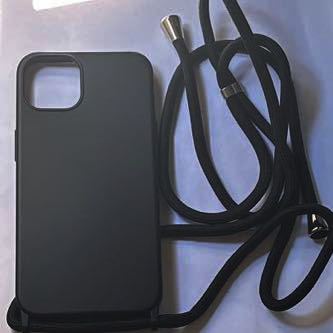 b-33 ZTOFERA iPhone 13 / iPhone 14 用 ケース クロスボディ ストラップ付きシリコンケース (ブラック)