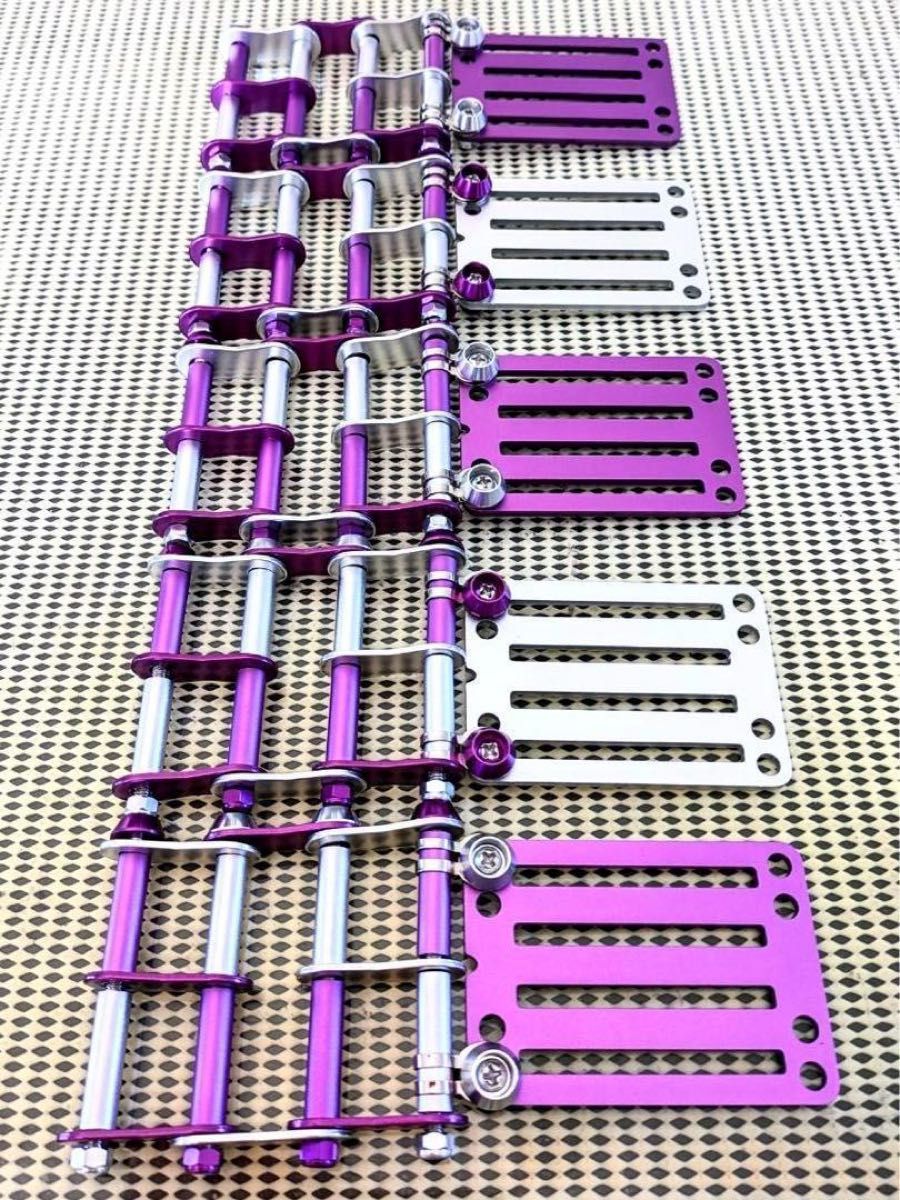 紫×銀 千鳥 ニックス風ベルトループ 腰道具 腰袋 工具差し 4段チェーン