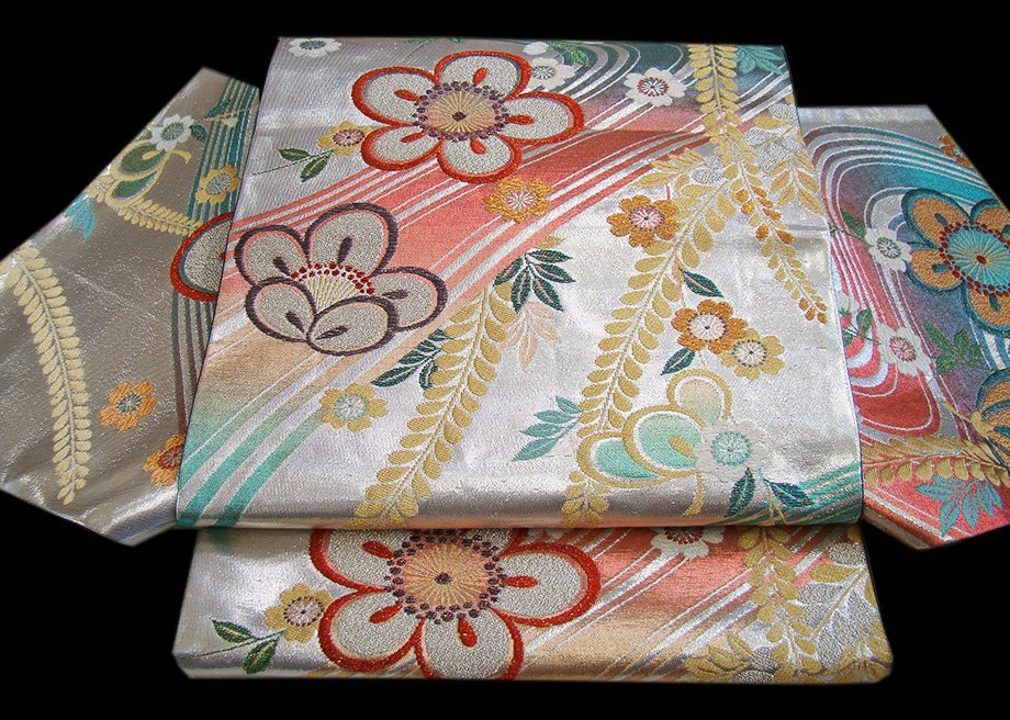 SALE】 帯揚げ 袋帯 振袖 金彩加工染 紋意匠 ロング寸 裄68cm 身丈