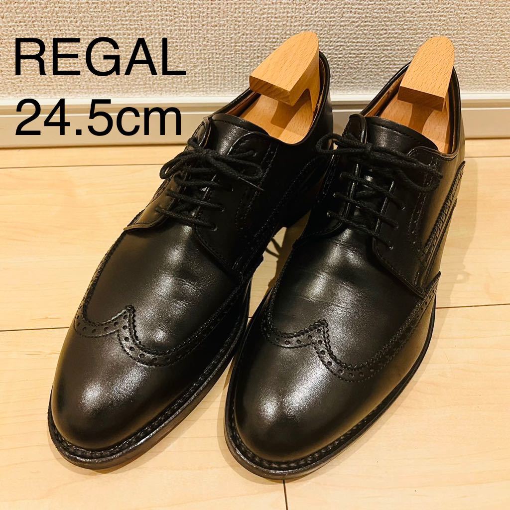 【美品】REGAL リーガル ウイングチップ 24.5cm ブラック 417R ブラック 黒 日本製_画像1