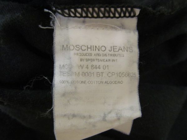 (54455)モスキーノ　MOSCHINO　レディース　半袖　Tシャツ　カットソー　刺繍　ブラック　38　USED_USED