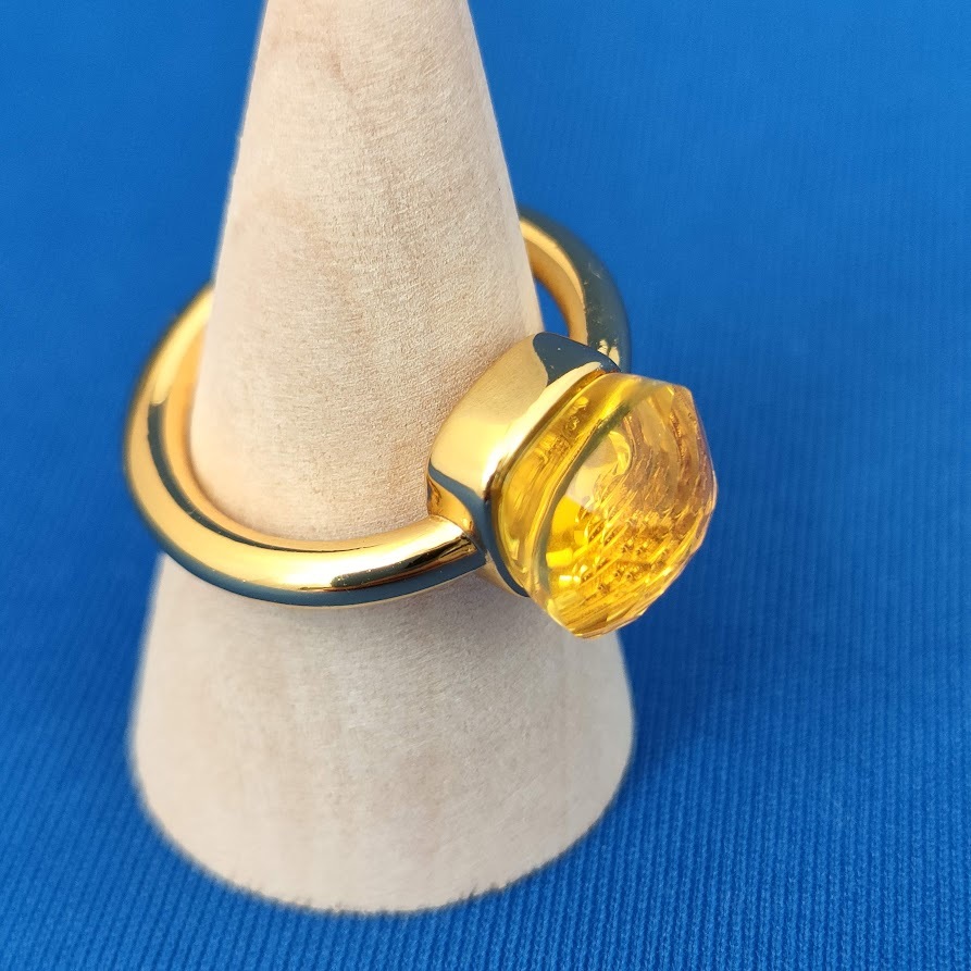 スーパーシャイニークリスタルリング 指輪 ぷっくり 可愛い キャンディーリング イエロー ゴールド 金色 黄色【シトリン風 ポメラート風】の画像6