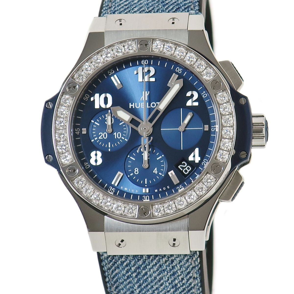 【3年保証】 ウブロ ビッグバン スチール ブルー ダイヤモンド 341.SX.7170.LR.1204 純正ダイヤ 青サンレイ 自動巻き メンズ 腕時計