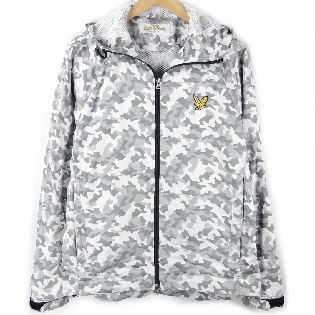 ■Lyle & Scott ライル＆スコット / 日本製 / メンズ / グレー / カモフラ カモ柄 / 裏メッシュ / ジップパーカー size XL ライトアウター_画像1