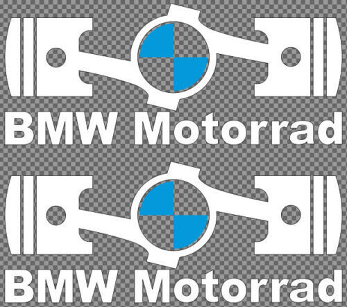 即納 BMW モトラッド ピストン MOTORRAD ホワイト/ブルー 200mm x 80mm 2枚セット ステッカー《送料無料》_画像1