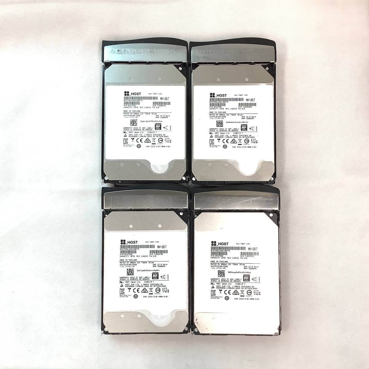 安いそれに目立つ K5082173 HGST 10TB SAS 7.2K 3.5インチ HDD 4点