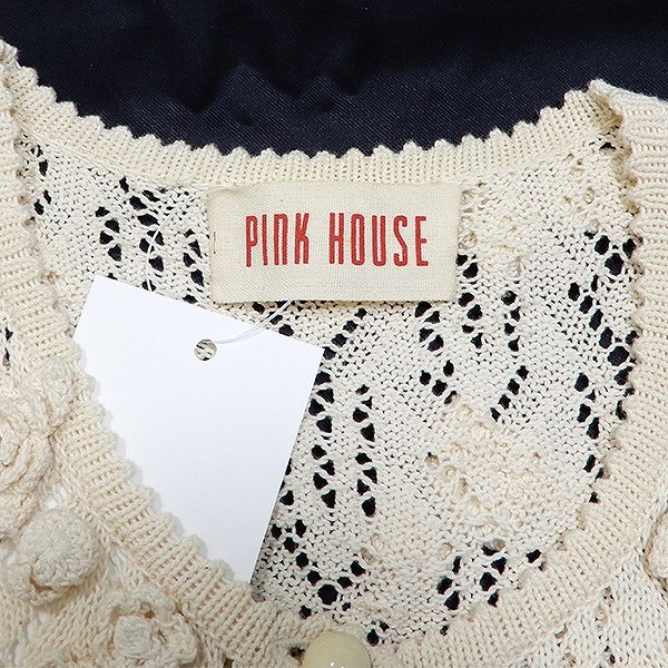 #apc Pink House PINKHOUSE cardigan long sleeve knitted flower motif hook braided white series lady's [819243]