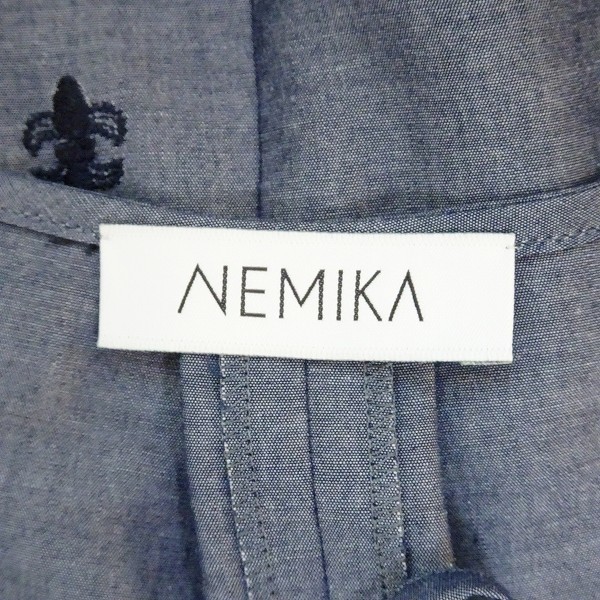 #anc ネミカ NEMIKA レリアン Leilian チュニック 9 紺色系 七分袖 刺繍 レースアップ カットソー レディース [714401]_画像7