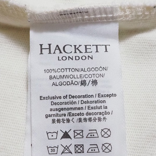 #anc ハケットロンドン HACKETT LONDON ポロシャツ XL アイボリー バックロゴ メンズ [828489]