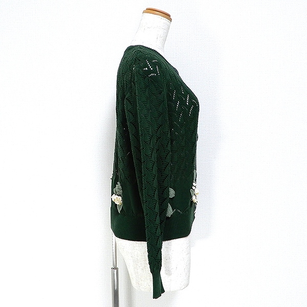 #apc Pink House PINKHOUSE cardigan long sleeve knitted hook braided .... flower motif green series lady's [819245]