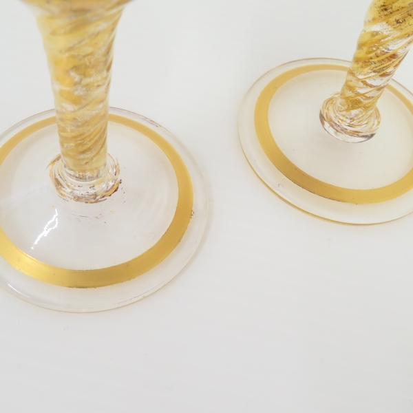 #anv ムラーノガラス MURANO GLASS ワイングラス ペア 2客 ベネチアンガラス 赤系 金彩 [826782]の画像7